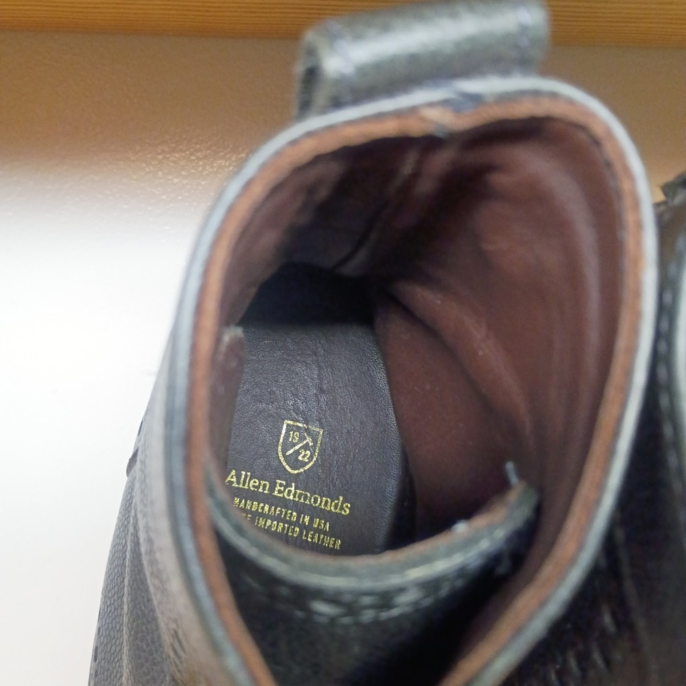 Allen Edmonds Long Branch Black Pebbled Leather Wingtip Boots Men's 10 D Vibram - Picture 11 of 15